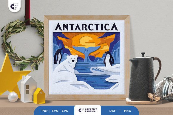 Antarctica Life 3D Shadow Box Paper Cut