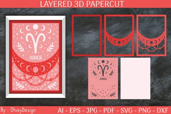 Aries Zodiac Signs Celestial 3D Layered: A Versatile Design for Creative and Practical Use