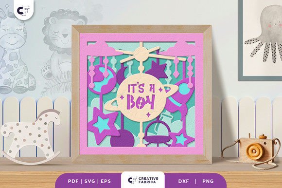 Baby Boy Hanging Toys 3D Shadow Box SVG