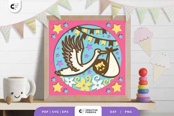 Baby Lion Baby Shower 3D Shadow Box SVG: A Creative Tool for Crafting Enthusiasts