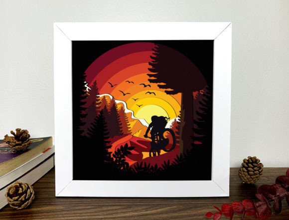 Bicyclist Shadow Box 3D SVG
