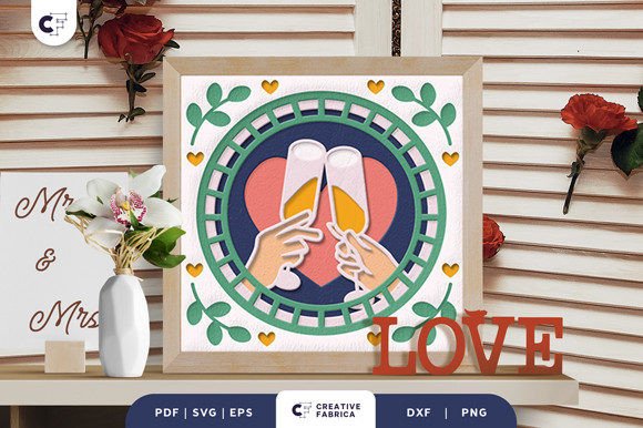 Champagne Toast 3D Shadow Box Paper Cut: A Unique Craft for Wedding and Special Occasions