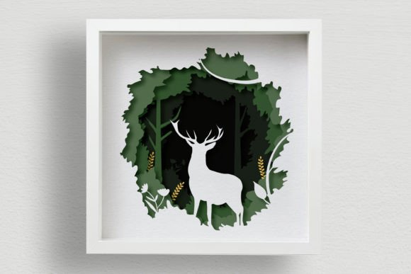 Deer Forest Shadow Box SVG 3D Mandala