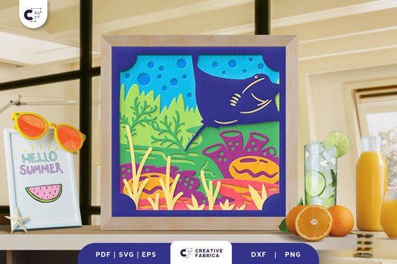 Discover the Beauty of Stingray 3D Shadow Box Paper Cut SVG