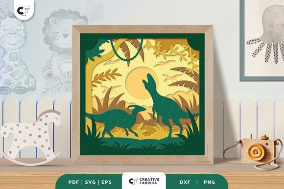 Discover the Magic of Dinosaurs Park 3D Shadow Box Paper Cut
