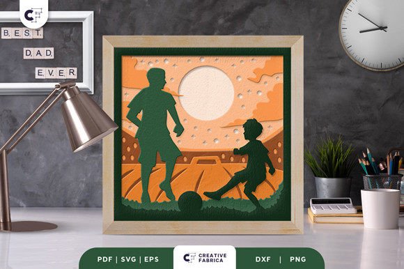 Father and Son Playing Football 3D SVG