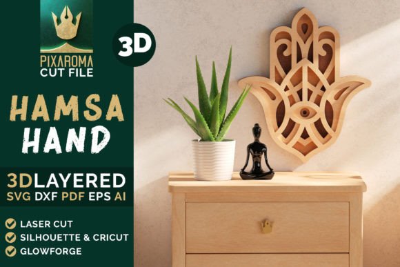 Hamsa Hand 3D Layered Protective Hamsa: A Symbol of Protection and Artistry