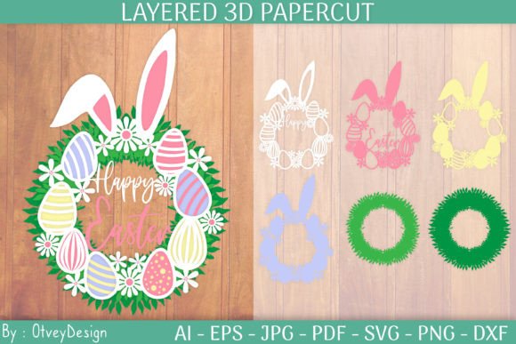 Happy Easter Wreath 3D Layered Papercut: A Versatile and Creative Craft Resource