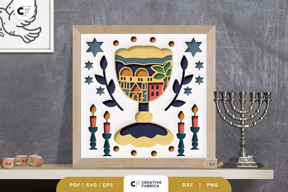 Kiddush Cup 3D Shadow Box Paper Cut SVG