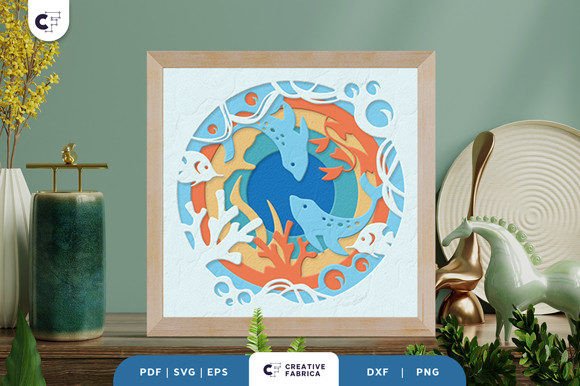 Ocean Life 3D Shadow Box Paper Cut