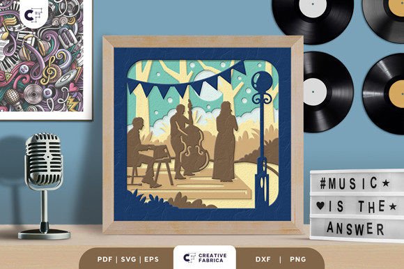 People Playing Music 3D Paper Cut