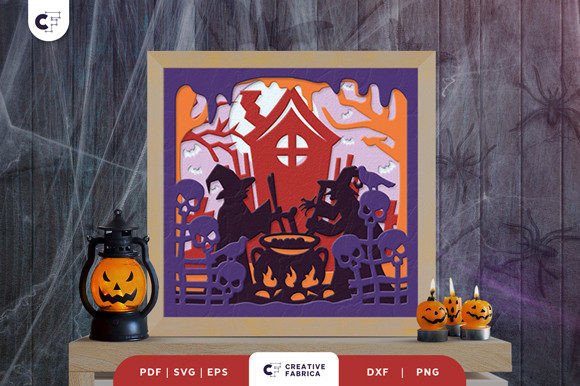Spooky Witch 3D Shadow Box Paper Cut