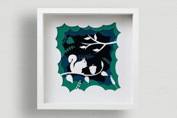Squirrel Forest Shadow Box SVG, 3D Paper