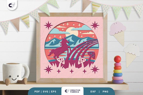 Unicorn Fantasy World 3D Shadow Box SVG: A Creative Craft for Enthusiasts