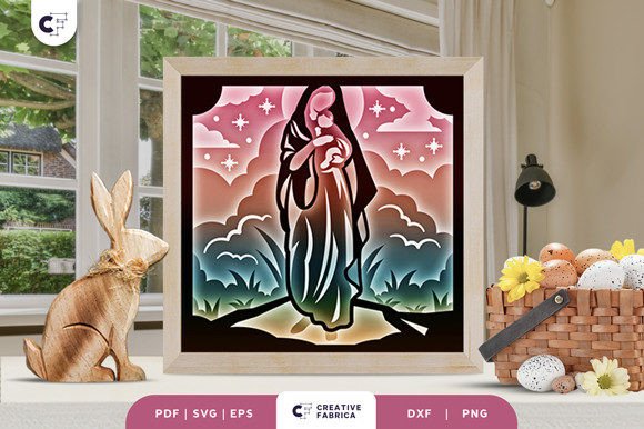 Virgin Mary 3D Shadow Box Paper Cut