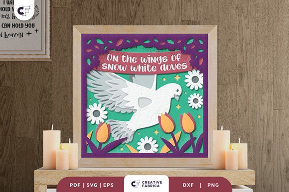 White Doves 3D Shadow Box Paper Cut